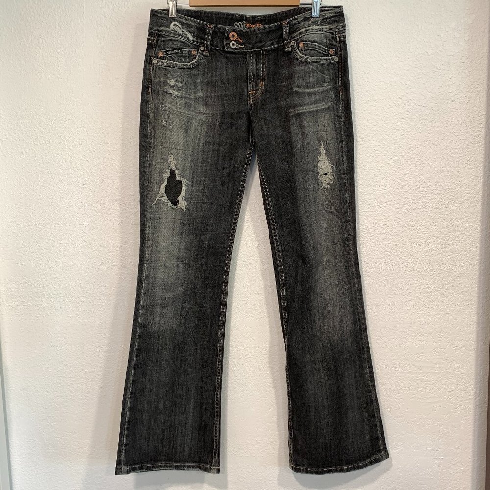Miss Me Boot Cut Jeans #JP412782 Gray Distressed W34" x L33.5" Womens Size 31
